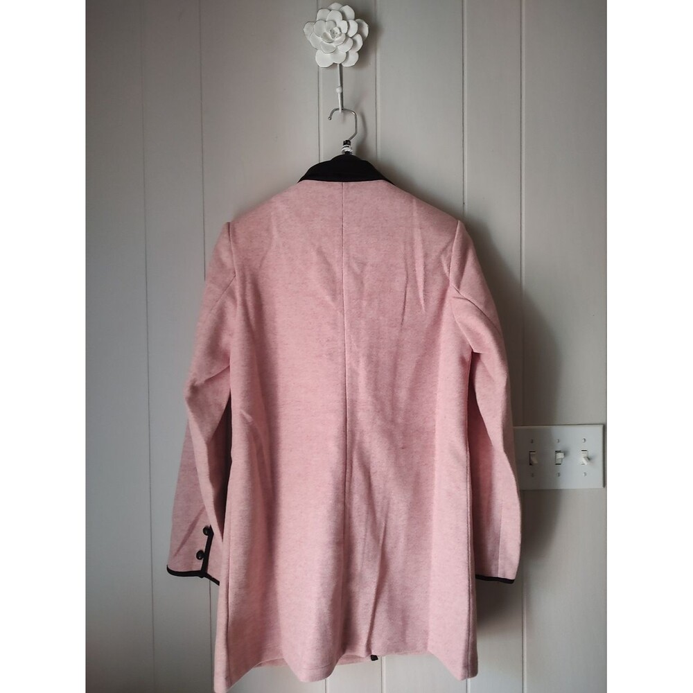 Double-Breasted Pink Coat with Black Trim Size Medium - Picture 6 of 7